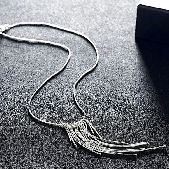 Tassel Sterling Silver Necklace Earrings Matching Set - Picture 8 of 9